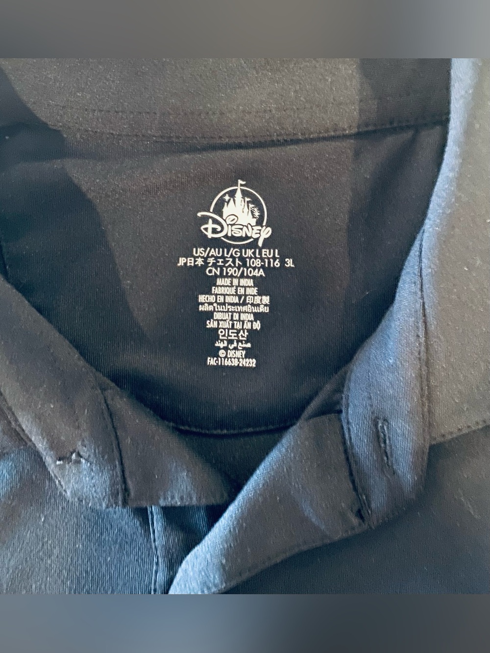 Disney Black golf polo